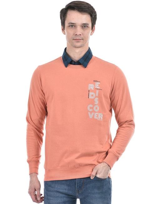 numero uno dusty orange regular fit printed sweatshirt
