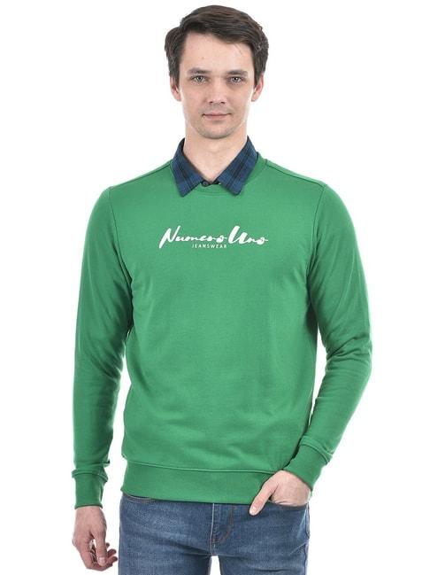 numero uno green regular fit printed sweatshirt