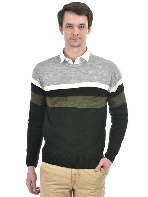 numero uno grey regular fit colour block sweater