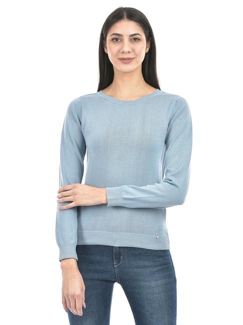numero uno light blue cotton regular fit sweater