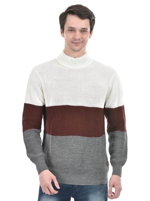 numero uno off white regular fit colour block sweater