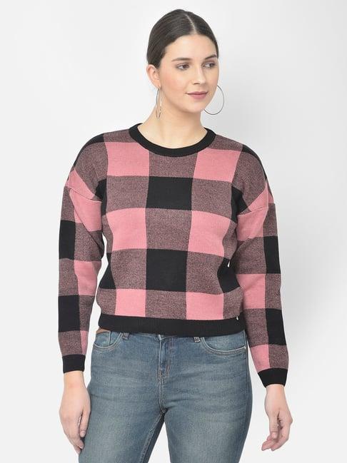 numero uno pink & black check sweater