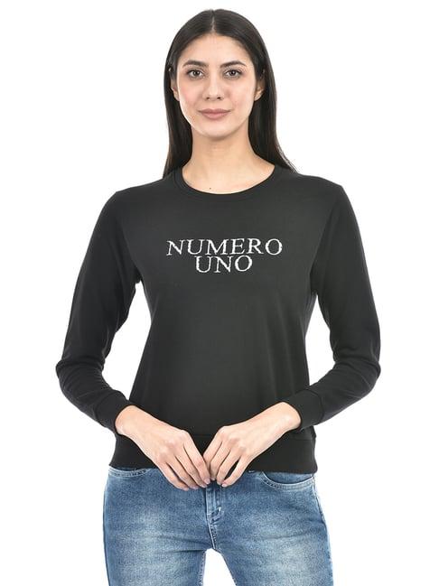 numero uno black & white cotton graphic print sweatshirt