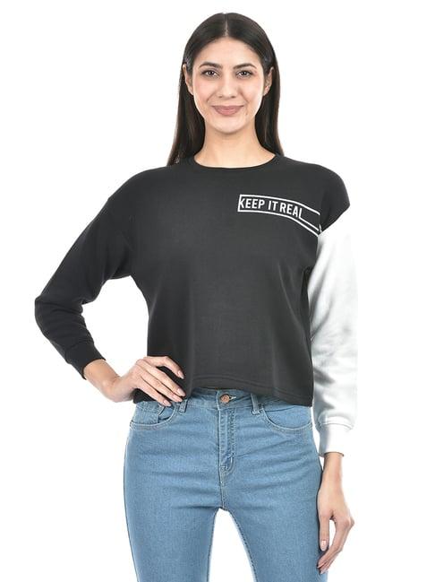 numero uno black & white cotton graphic print sweatshirt