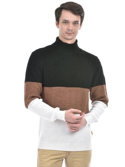 numero uno black regular fit colour block sweater