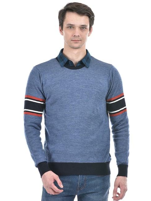 numero uno blue regular fit striped sweater
