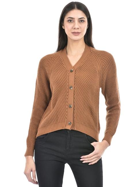 numero uno brown self design cardigan