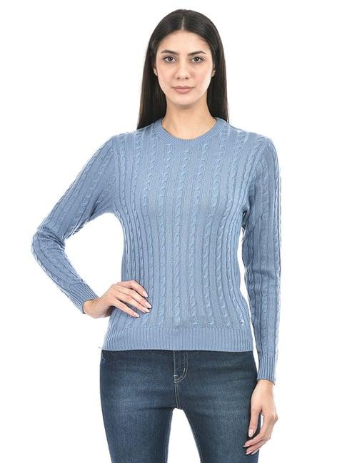 numero uno light blue self design sweater