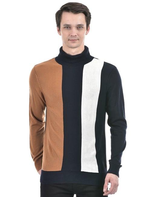 numero uno navy regular fit colour block sweater