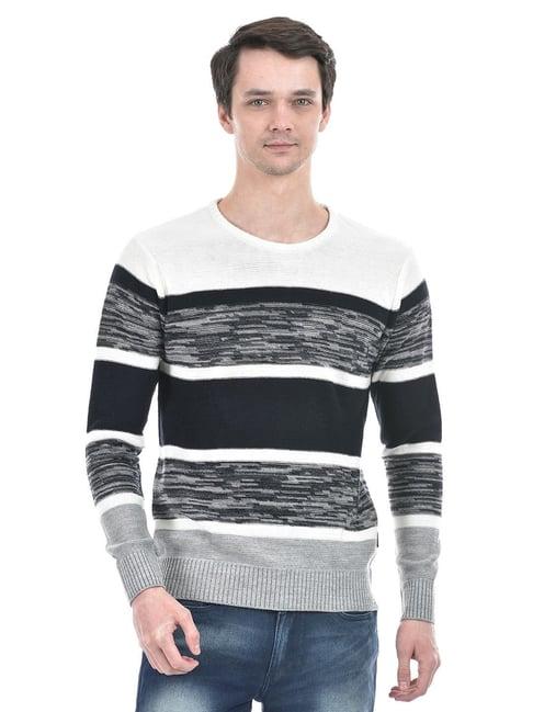 numero uno off white regular fit striped sweater