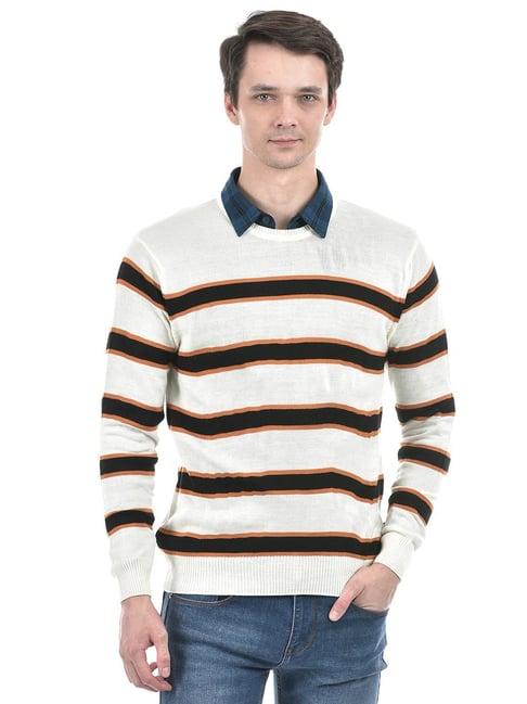 numero uno off white regular fit striped sweater