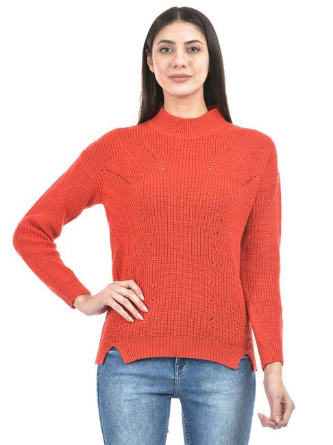 numero uno red self design sweater
