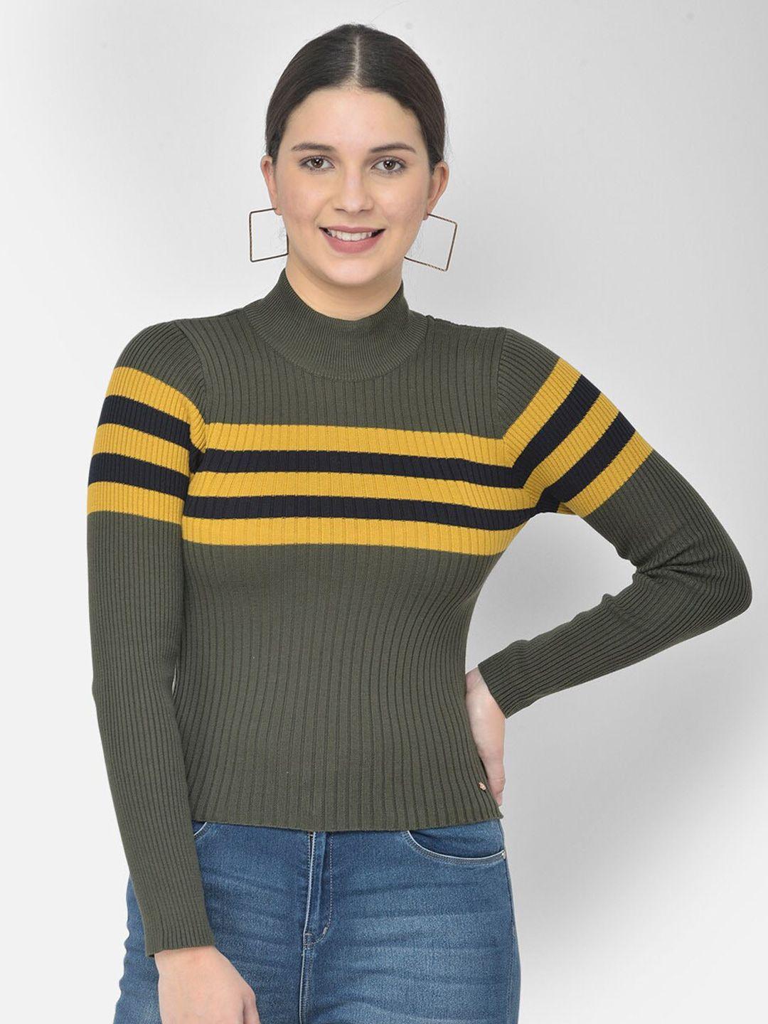 numero uno striped turtle neck long sleeves pullover sweater