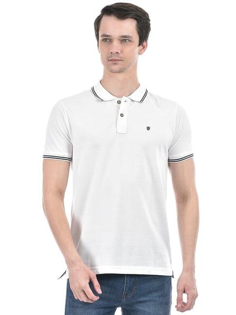 numero uno white cotton slim fit polo t-shirt