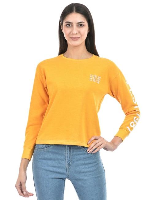 numero uno yellow cotton printed sweatshirt