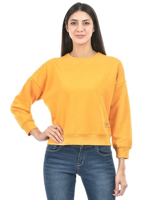numero uno yellow cotton regular fit sweatshirt
