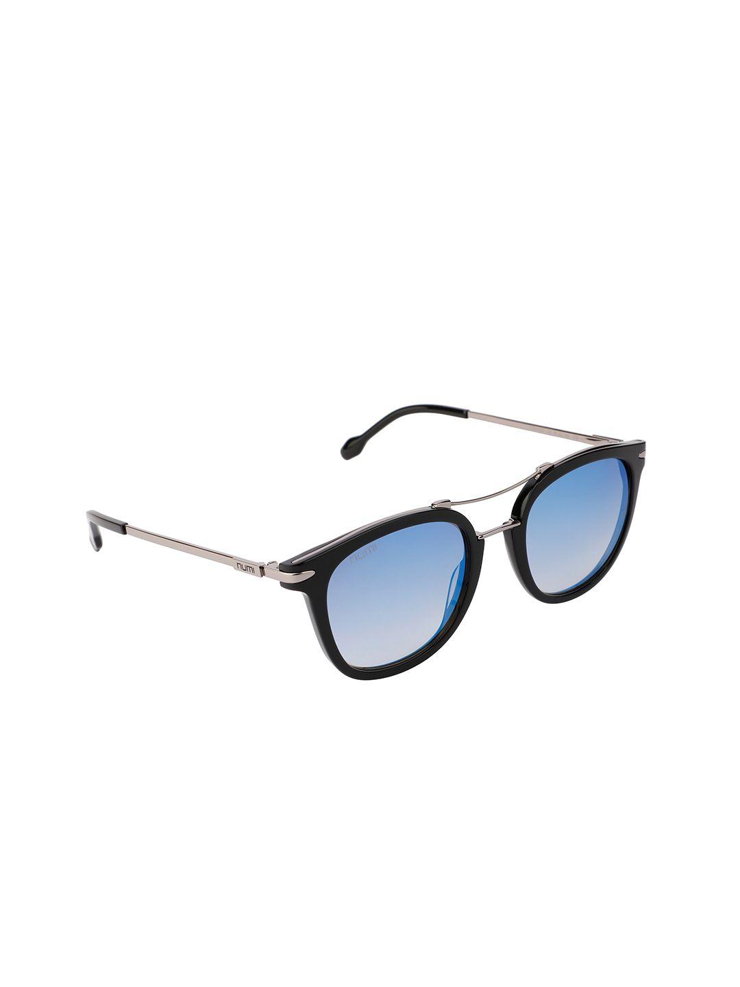 numi men blue lens & black browline sunglasses with uv protected lens