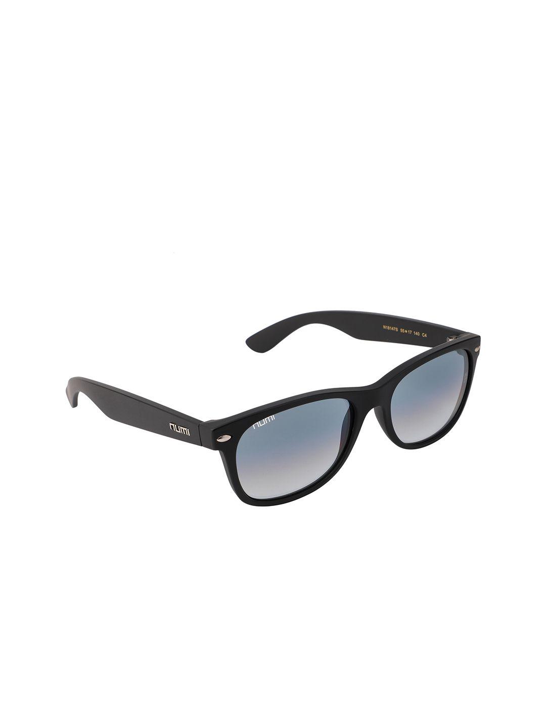 numi unisex blue lens & black full rim wayfarer sunglasses lucien