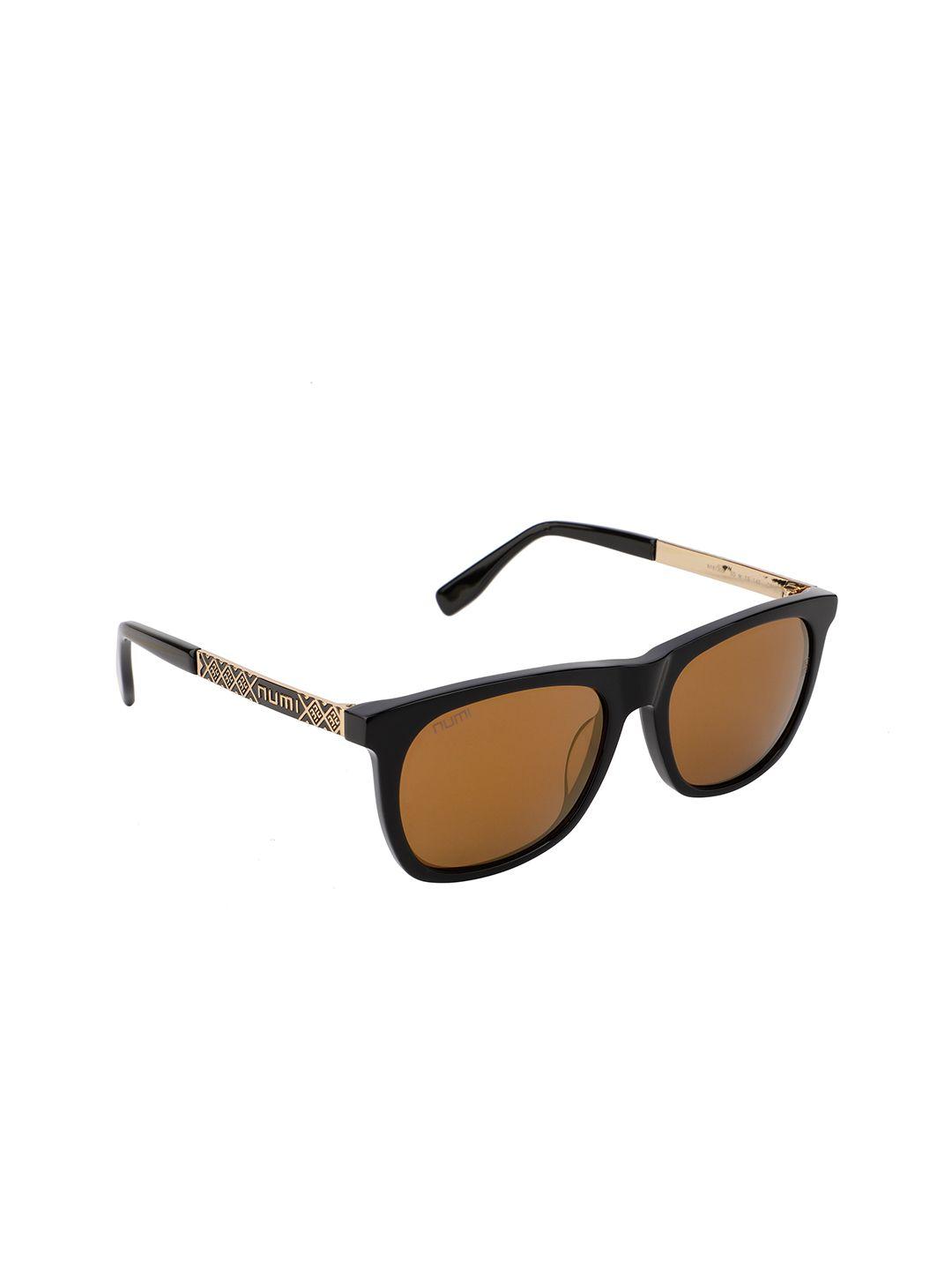 numi unisex brown lens & brown rectangle sunglasses with uv protected lens