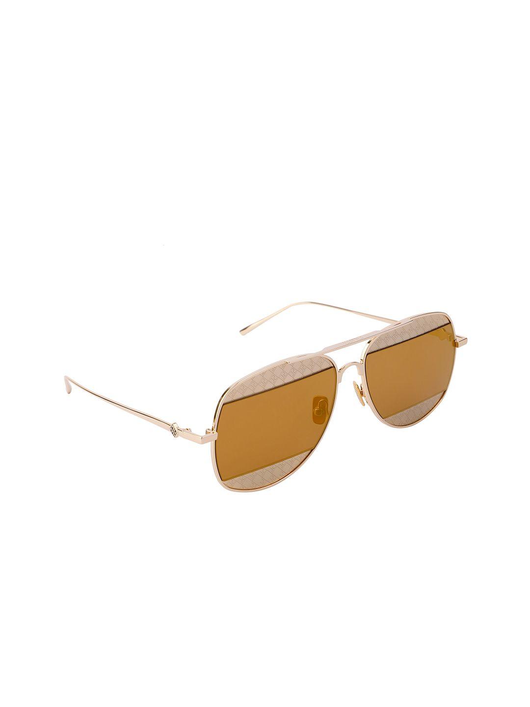 numi unisex brown lens & gold-toned aviator sunglasses with uv protected lens