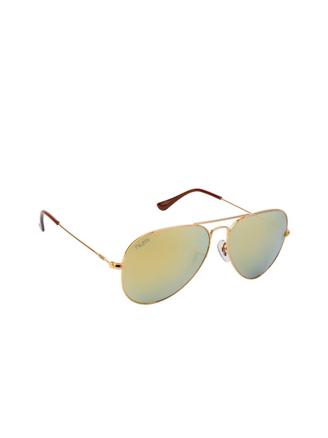 numi unisex gold lens & gold-toned oval sunglasses with uv protected lens - n18146scl3