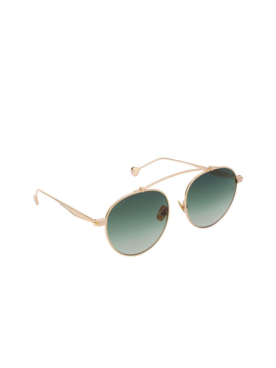 numi unisex green lens & gold-toned aviator sunglasses with uv protected lens - n18113scl3