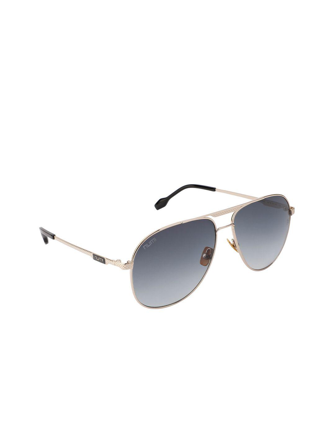 numi unisex grey lens & silver-toned aviator sunglasses with uv protected lens