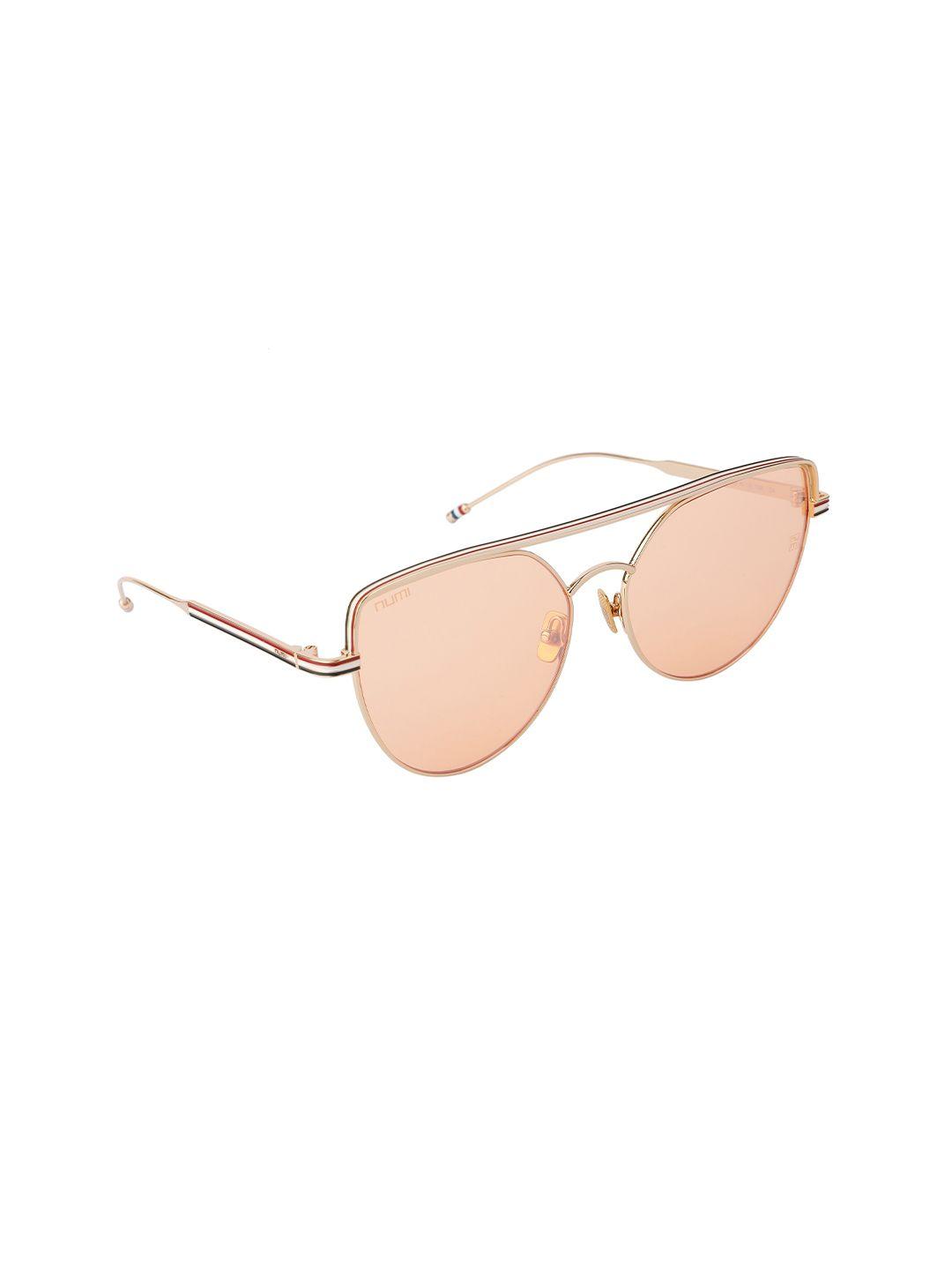 numi unisex orange lens & rose gold-toned aviator sunglasses with uv protected lens