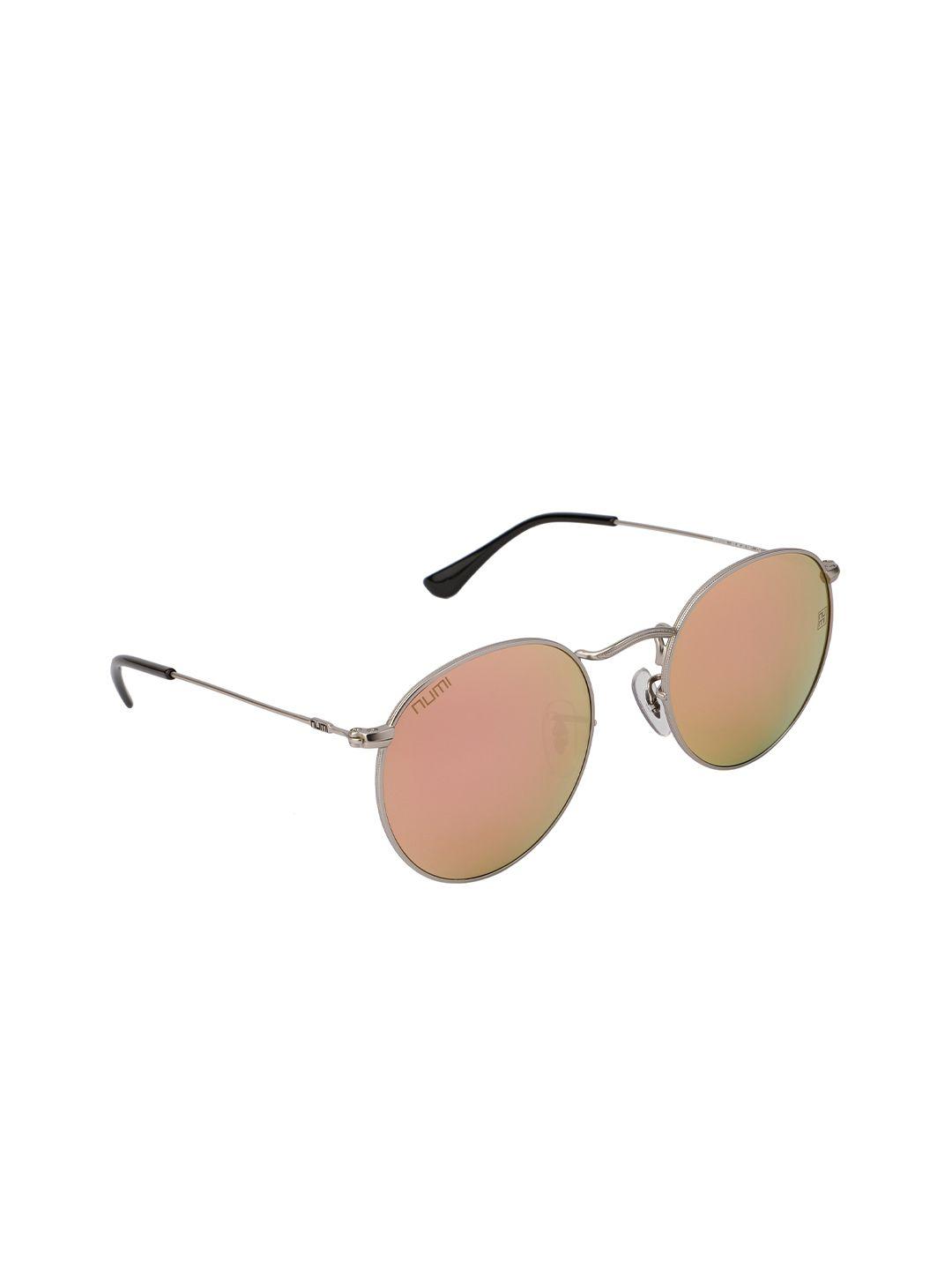 numi unisex pink lens & silver full rim oval sunglasses odysse