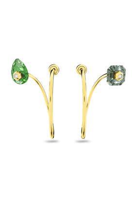numina drop earrings asymmetrical design mixed cuts long multicolored gold-tone plated