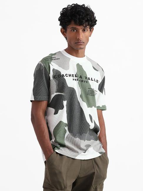 nuon by westside multicolor camouflage printed relaxed fit t-shirt