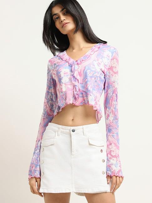 nuon by westside pink abstract printed top