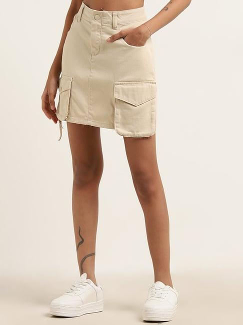 nuon by westside beige cargo a-line skirt