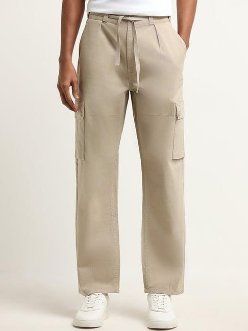 nuon by westside beige mid-rise cargo pants