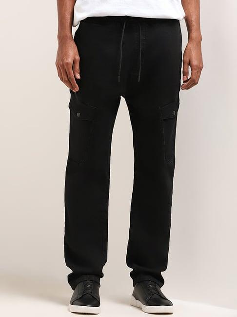 nuon by westside black cargo relaxed fit mid rise pants