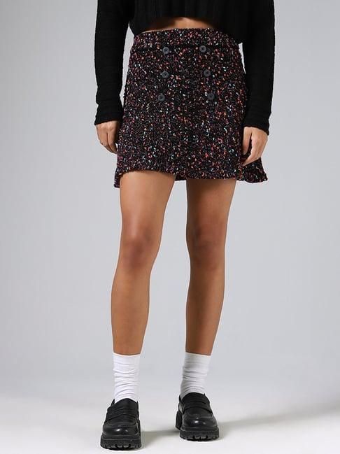 nuon by westside black multicolor mini skirt