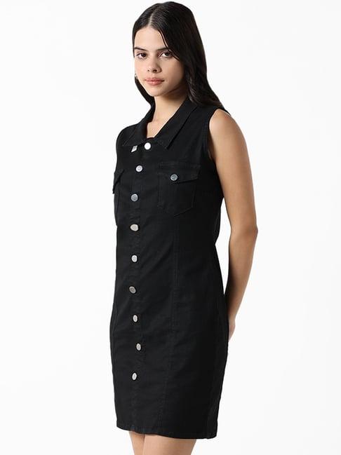 nuon by westside black slim fit denim libby dress