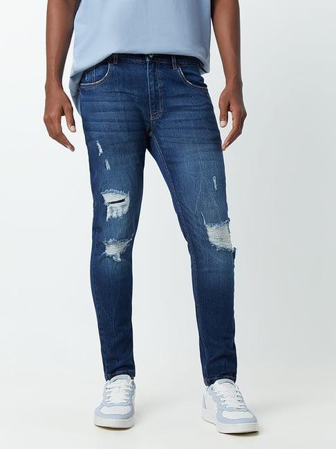 nuon by westside blue distressed rodeo crop jeans