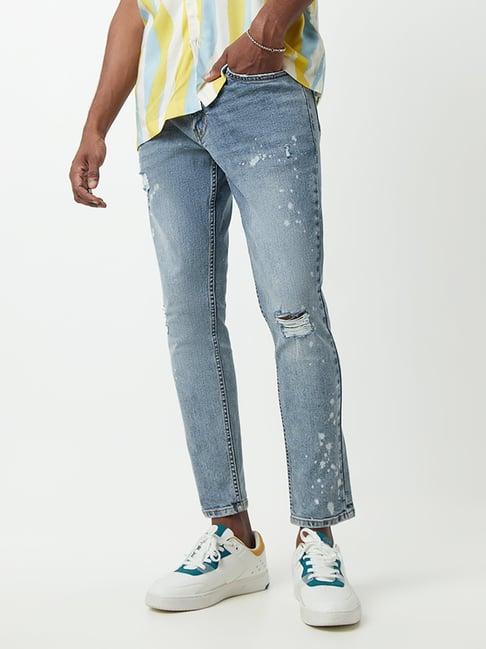 nuon by westside blue distressed rodeo crop jeans