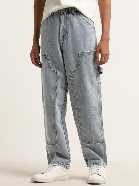 nuon by westside blue faded mid-rise relaxed-fit jeans¿