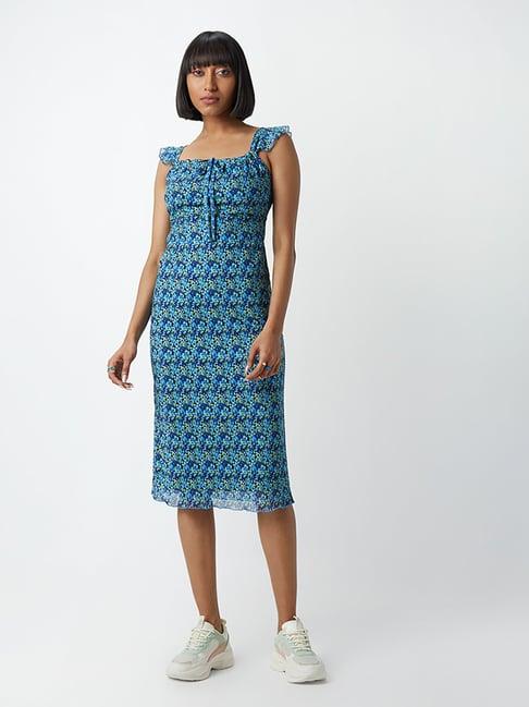 nuon by westside blue floral print dress