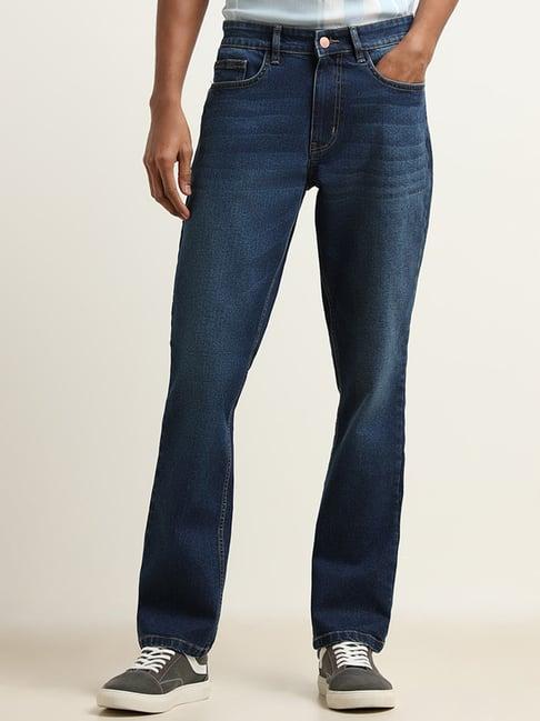 nuon by westside blue straight fit mid-rise jeans