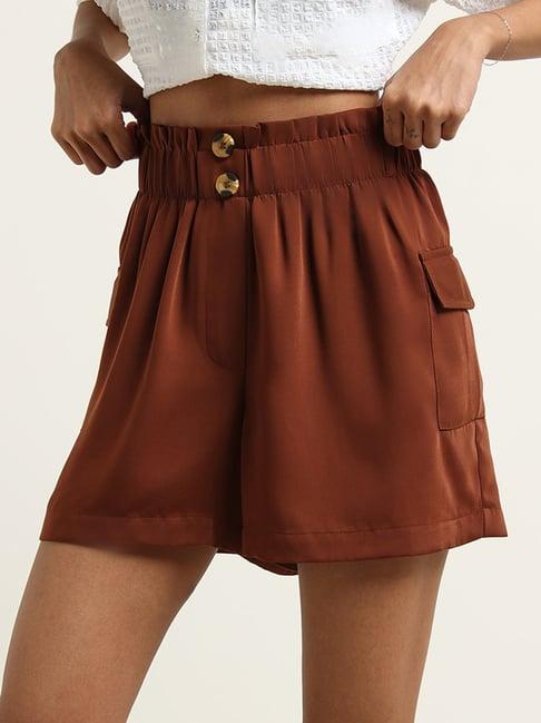 nuon by westside brown paperbag shorts