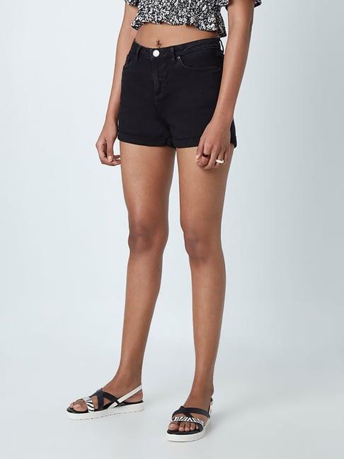 nuon by westside charcoal denim shorts