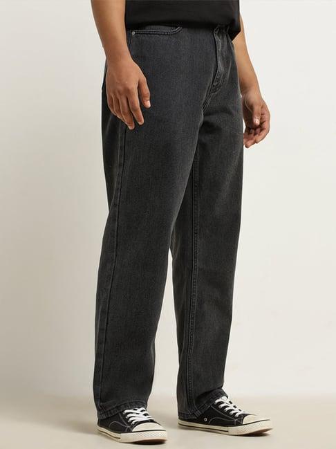 nuon by westside charcoal relaxed-fit mid-rise jeans