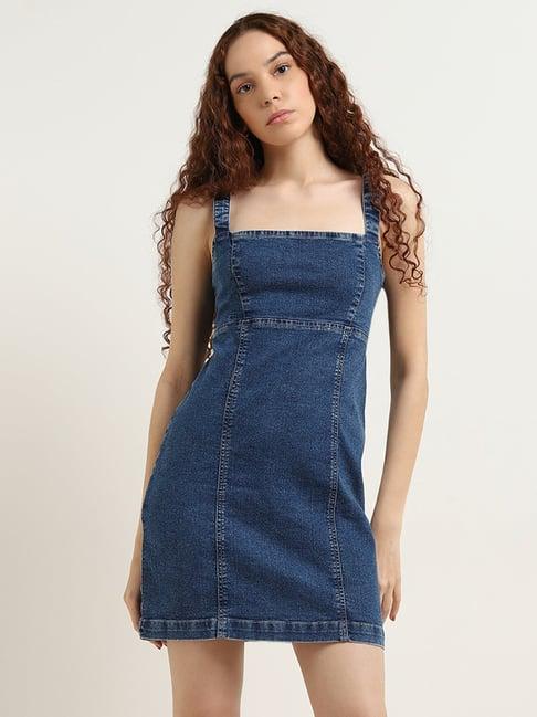 nuon by westside dark blue bodycon denim dress