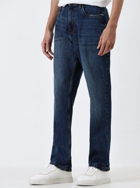 nuon by westside dark blue relaxed-fit mid-rise jeans