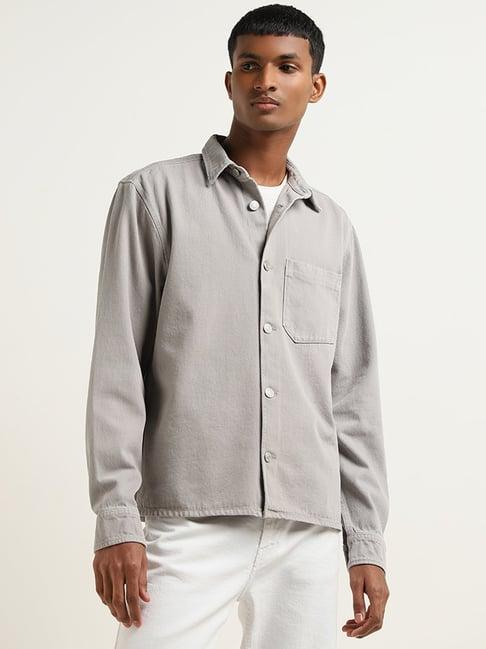 nuon by westside grey relaxed-fit cotton jacket