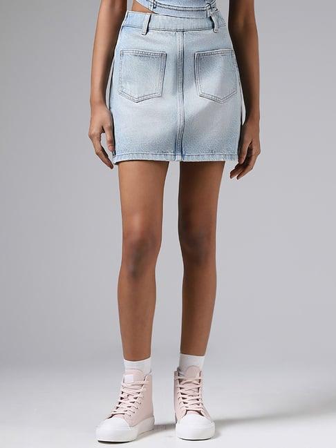 nuon by westside light blue denim mini skirt