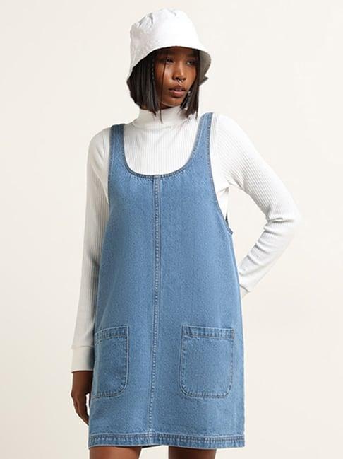 nuon by westside light blue straight denim dress